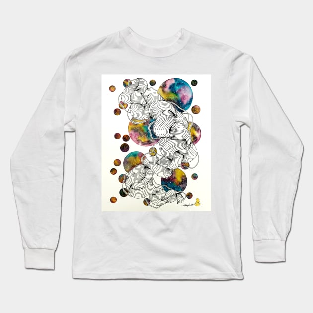 Galaxy Spheres Long Sleeve T-Shirt by amyliafaizalart